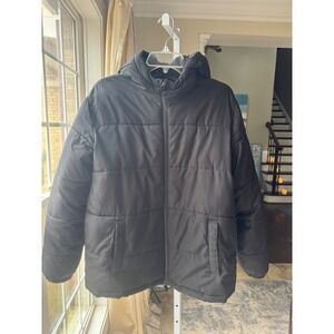 Swiss Tech Boys Black Puffer‎ Jacket Hooded Fleece Lined Coat XL 14-16 Husky